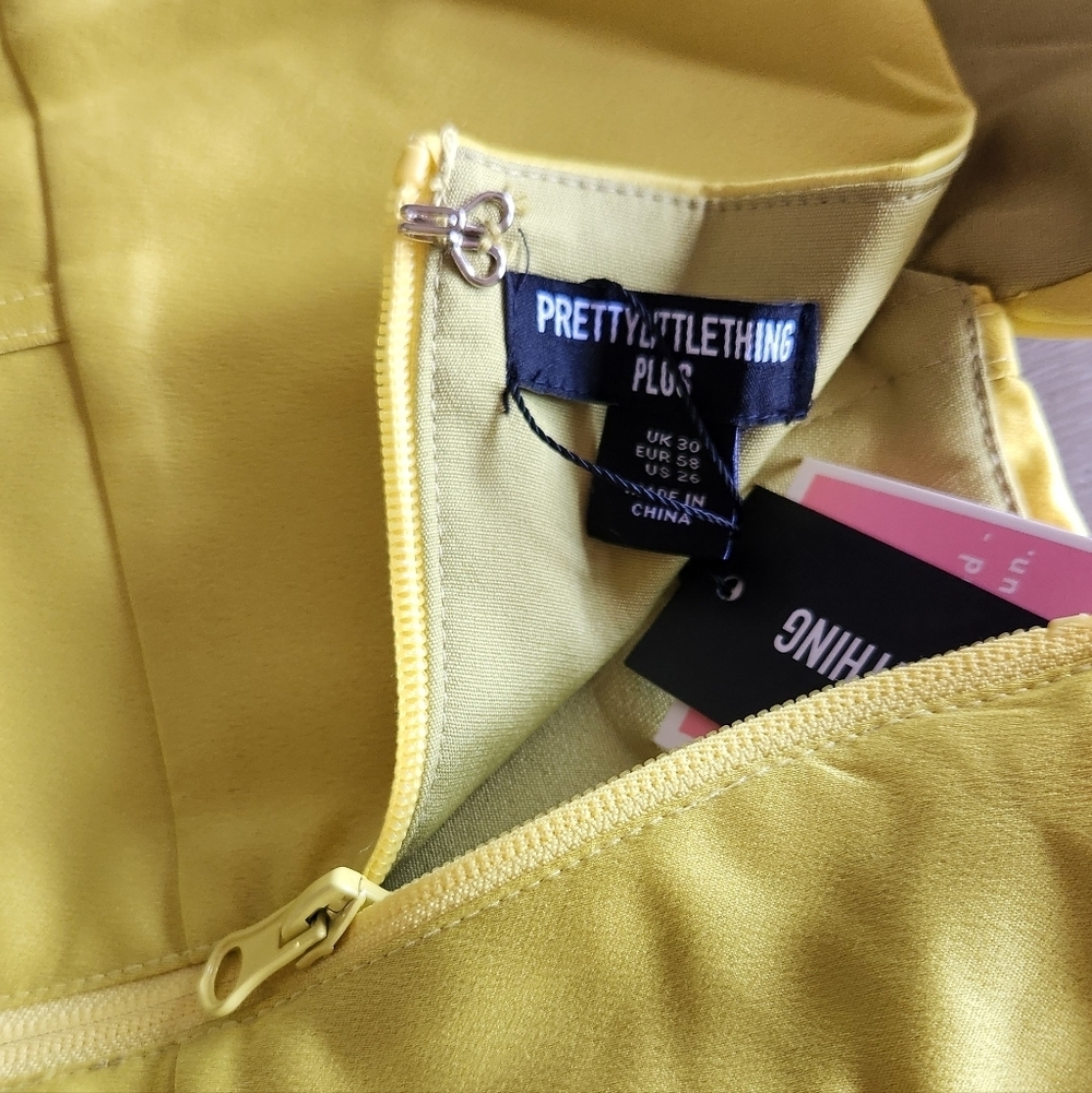 Pretty Little Thing Yellow Satin Corset Top Sz 26 - Picture 4 of 6